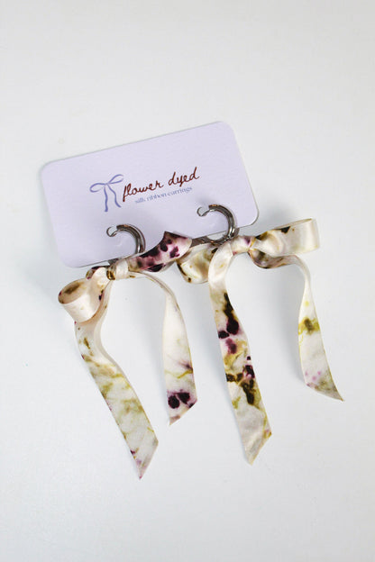 Short Silk Bow Earrings - Iron Forest