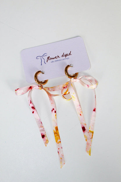 Short Silk Bow Earrings - Spring